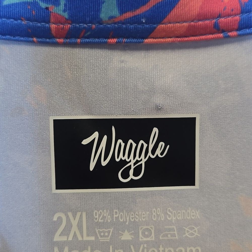 Waggle Men's Clubhouse King Golf Polo Shirt 2XL Lion Tropical Print Short Sleeve - Picture 3 of 10
